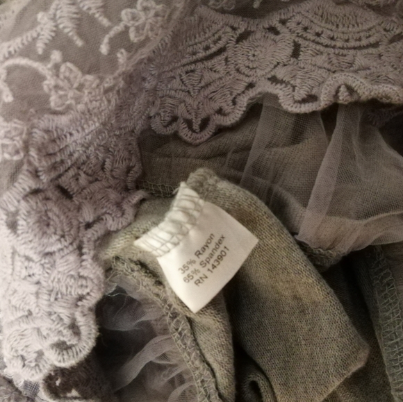 Coco + Carmen Coastal Grandmother Style V-Neck Jersey+Lace Tunic Jumper, XL - Picture 5 of 5